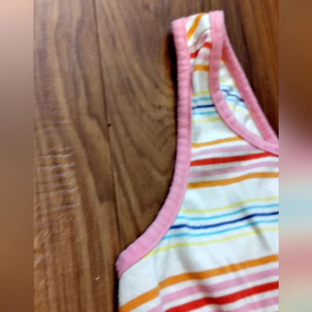 Cat & Jack Girls Rainbow Striped Cross Back Knit Sleeveless Romper Shorts Size 8 - Picture 6 of 15